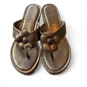 Coach Metallic Flower Sandals